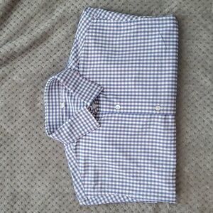 State & Liberty men's long sleeve dress shirt, L, red white blue gingham pattern